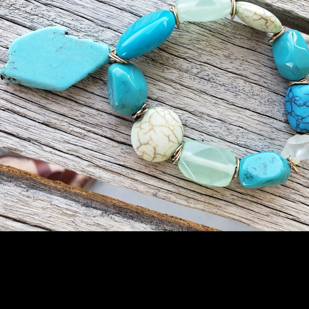 Chico's Chunky Faux Turquoise Stretch Bracelet - Picture 5 of 5